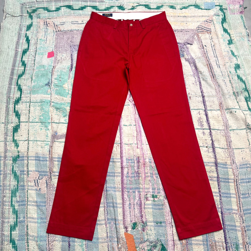 Polo Ralph Lauren Pants 30x32 Red Chino Flat Front Straight Leg Cotton Men's